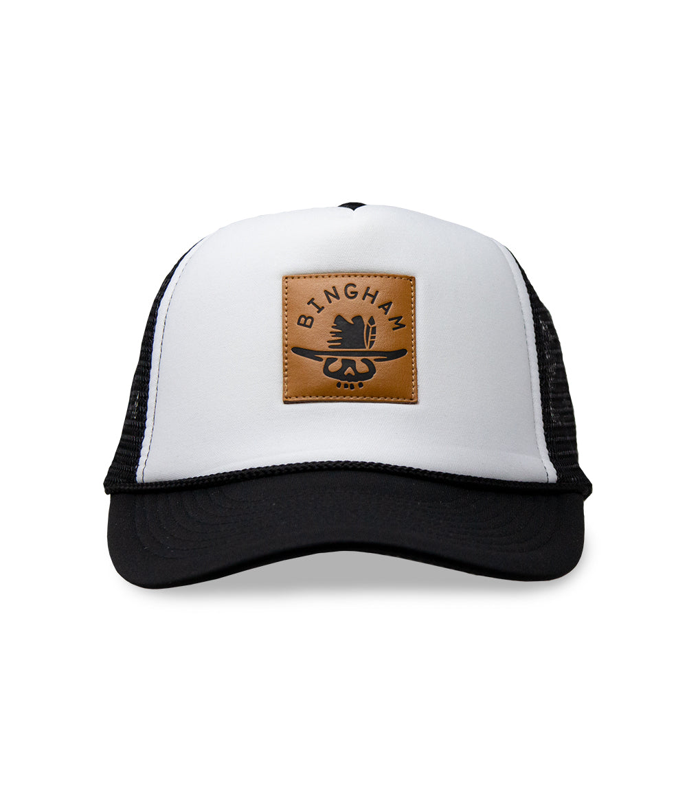 Leather Patch Hat - Black/White