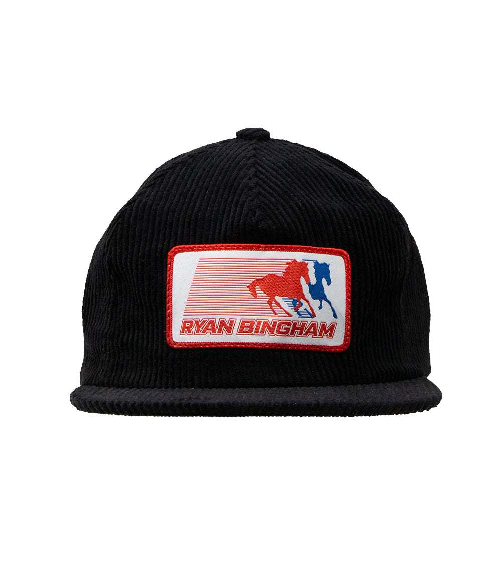 Ryan Bingham Pony USA Patch Corduroy Hat (Black)