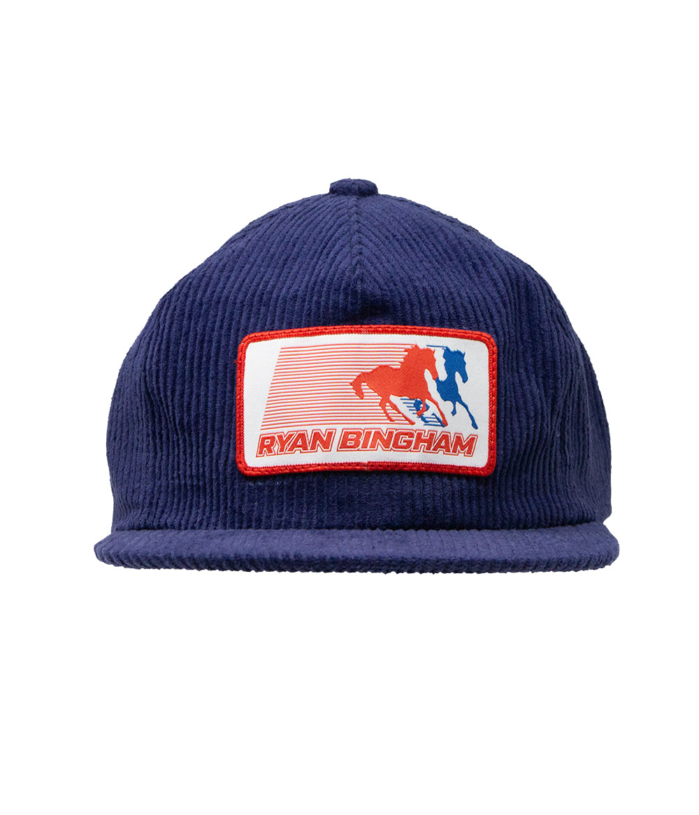Ryan Bingham Pony USA Rodeo Patch Corduroy Hat (Navy)