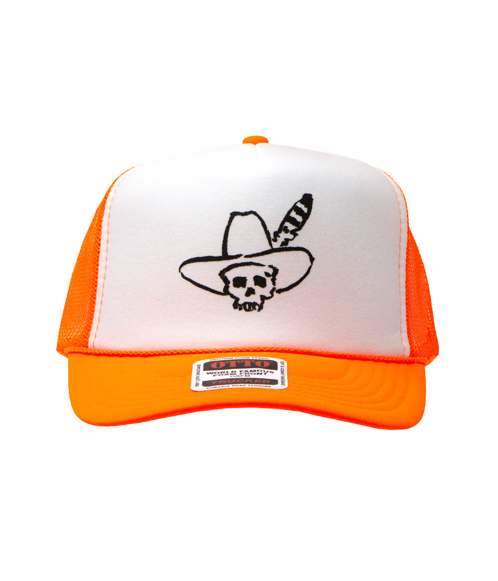 Ryan Bingham Skull Trucker Hat (Neon Orange)