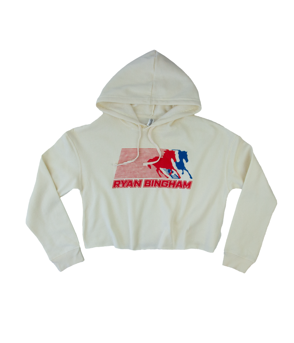 Ryan Bingham Pony USA Womens Crop Hooded Sweatshirt